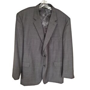 Jos A Bank Mens Gray Plaid 100% Wool Business Sport Coat Blazer Jacket Size 52R